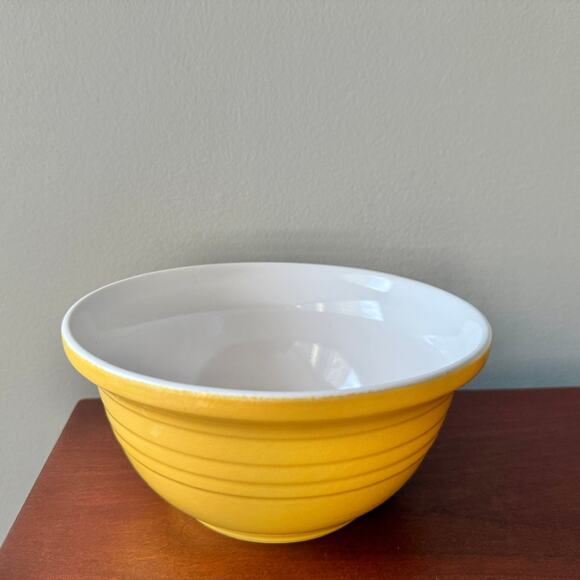 Rare Over and Back Large Yellow Ribbed Stoneware Nesting Mixing Bowl OB3 - Picture 4 of 10